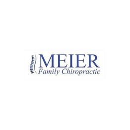 Logo of Meier Family Chiropractic with a blue spine graphic on the left.