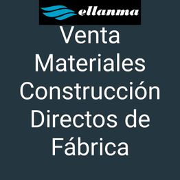 Anuncio de venta de materiales de construcción directos de fábrica con logo en la parte superior.