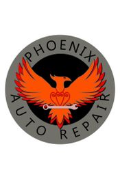 Phoenix Auto Repair logo with a red phoenix and wrench on a circular background.