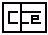 Schwarz-weißes Symbol mit den Buchstaben "CE" in rechteckigem Rahmen aufgeteilt.