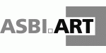 Schwarz-weißes Logo mit "ASBI.ART" in unterschiedlicher Schriftstärke.