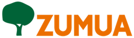 Logo de ZUMUA con árbol verde y texto naranja.