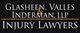 Logo: Glasheen, Valles & Inderman, LLP Injury Lawyers, with text on a black background.