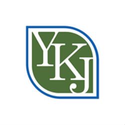 Green leaf-shaped logo with "YKJ" in white text, outlined in blue.