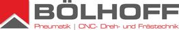 Logo mit Schriftzug "BÖLHOFF Pneumatik | CNC- Dreh- und Frästechnik" in Grau und Rot.