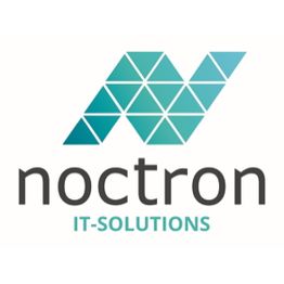 Logo von Noctron IT-Solutions mit geometrischem Muster in Blau und Türkis.