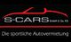 Logo: Roter Umriss eines Autos, Text: "S-CARS GmbH & Co. KG. Die sportliche Autovermietung".