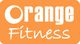 Ein orangefarbenes Logo mit dem Text "Orange Fitness".