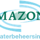 Logo van Amazone Waterbeheersing met blauwe cirkels en groene tekst.