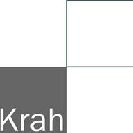 Logo mit grauem Quadrat unten links, daneben der Text "Krah".