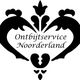 Zwart-wit logo van Ontbijtservice Noorderland met decoratief hartvormig ontwerp.