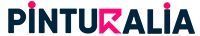 Logo de "Pinturalia" en letras negras con detalles en rosa.