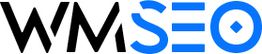 Logo mit Buchstaben "WMSEO", "WM" in Schwarz und "SEO" in Blau.