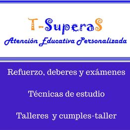 Anuncio de "T-Superas" con servicios educativos como refuerzo, talleres y técnicas de estudio.
