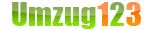 Schriftzug "Umzug123" in grün und orange auf weißem Hintergrund.