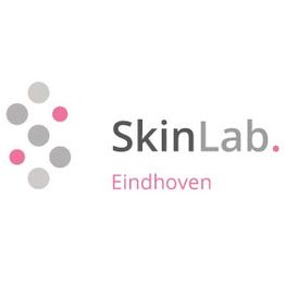 Logo van SkinLab Eindhoven met roze en grijze stippen.