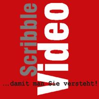 Roter Hintergrund mit weißem Text: "Scribble Video" und "...damit man Sie versteht!".