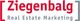 Logo mit roter Schrift: "Ziegenbalg", darunter graue Schrift: "Real Estate Marketing".