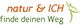 Textlogo: "natur & ICH finde deinen Weg" mit grüner, tanzender Figur rechts.