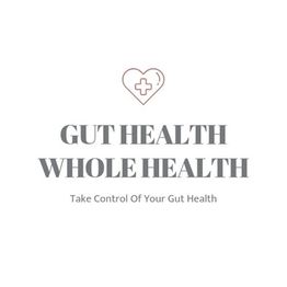 Heart with cross, text: "Gut Health Whole Health - Take Control Of Your Gut Health."