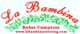 Logo de La Bambina: texto rojo con hojas verdes. Incluye "Bodas Camperas" y su web.