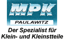 Logo von MPK Paulawitz mit Text: "Der Spezialist für Klein- und Kleinstteile".