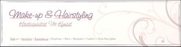 Banner mit Schriftzug "Make-up & Hairstyling Kreativagentur", dekoratives Muster im Hintergrund.