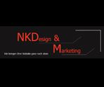 Schwarzes Banner mit rotem Text: "NKD esign & Marketing". Slogan darunter in Weiß.