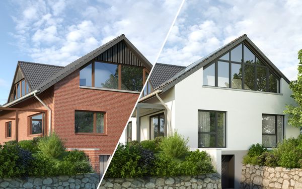Vorher-Nachher eines leerstehenden Hauses, nach einer Turnaround-Renovierung.