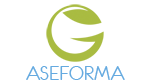 Logo de ASEFORMA con cuadrado verde y letras azules.