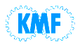 Logo mit blauen Zahnrad-Umrissen und den Buchstaben "KMF" in der Mitte.