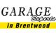 "Garage Experts in Brentwood" text logo with black letters on white and yellow background.