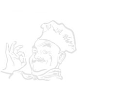 Strichzeichnung eines Kochs mit Hut, der das OK-Zeichen mit den Fingern macht.