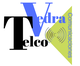 Logotipo de Vedra Telco Comunicaciones con texto negro y azul y un triángulo verde claro.