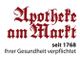"Logo mit Text: Apotheke am Markt, seit 1768, Ihrer Gesundheit verpflichtet."