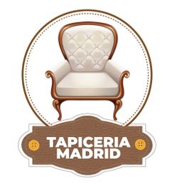 Logo de un sillón clásico con el texto "Tapicería Madrid".