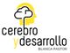 Logo con cerebro amarillo y texto "cerebro y desarrollo, Blanca Pastor" en negro y amarillo.