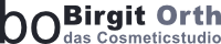 Logo von Birgit Orth, das Cosmeticstudio, mit den Initialen "bo" in modernem Design.