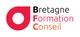 Logo de Bretagne Formation Conseil avec texte noir, rose et orange.
