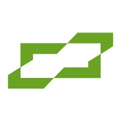 Grünes geometrisches Logo mit zwei überlappenden Rauten.