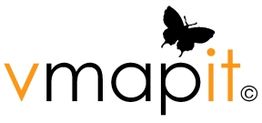 Text "vmapit" mit einem Schmetterling über dem "i".