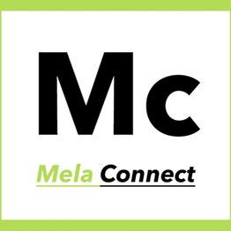 Logo con lettere "Mc" nere e "Mela Connect" verde e nero su sfondo bianco.