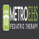 Logo of MetroEHS Pediatric Therapy with three stylized figures on a green background.