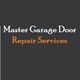 "Master Garage Door Repair Services logo on a dark background."