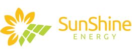 Logo von SunShine Energy mit gelber Blume und grünen Blättern.