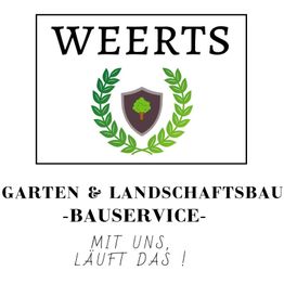Weerts Garten- und Landschaftsbau-Logo mit Text "Mit uns läuft das!".