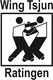 Zwei Figuren üben Kampfsport aus, umrahmt von Text "Wing Tsjun Ratingen".