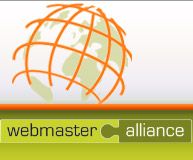 Logo der Webmaster Alliance mit Weltkugel und Schriftzug.