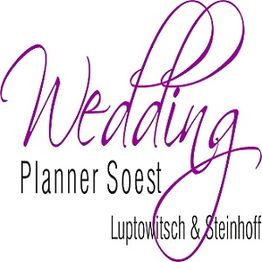 "Logo: Wedding Planner Soest, Luptowitsch & Steinhoff, in lila und schwarzer Schrift."