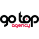 Logo with the text "go top agency" in black and red lowercase letters.